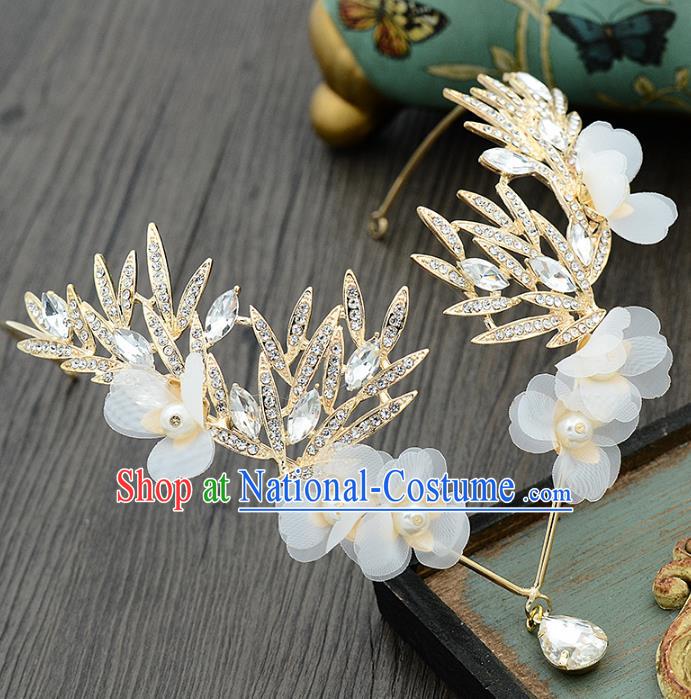 Handmade Baroque Bride Crystal Frontlet Hair Clasp Wedding Hair Jewelry Accessories for Women