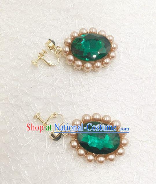 Top Grade Handmade Wedding Jewelry Accessories Bride Green Crystal Pearls Earrings for Women