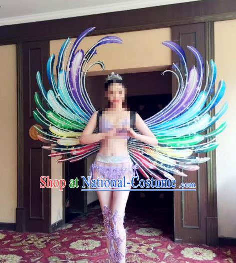 Top Grade Catwalks Swimsuit Colorful Feather Wing Stage Performance Customized Rio Carnival Feather Prop for Women