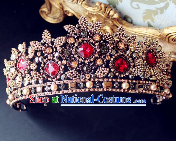 Top Grade Handmade Baroque Bride Royal Crown Wedding Hair Jewelry Accessories for Women