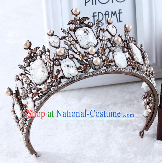 Top Grade Handmade Baroque Royal Crown Wedding Hair Jewelry Accessories for Women