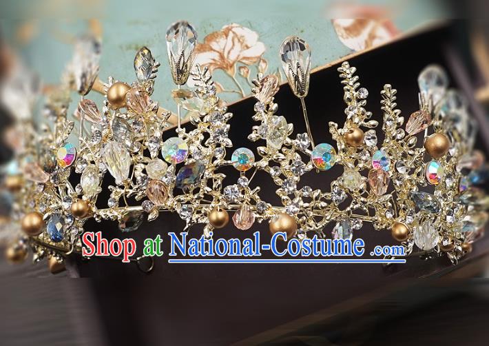 Top Grade Handmade Baroque Royal Crown Wedding Bride Hair Jewelry Accessories for Women