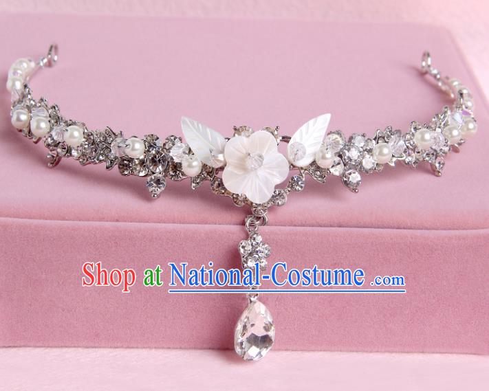 Handmade Baroque Bride Shell Flowers Crystal Hair Clasp Wedding Hair Jewelry Accessories for Women