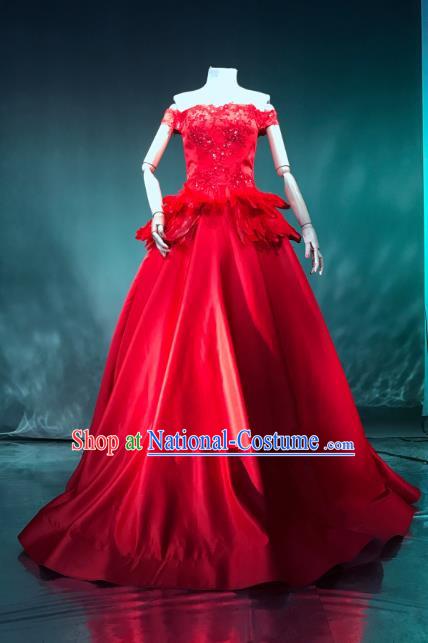 Top Grade Catwalks Costume Stage Performance Model Show Red Dress for Women