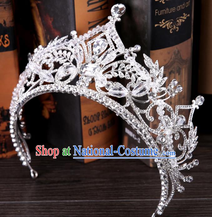 Top Grade Handmade Wedding Baroque Queen Crystal Royal Crown Bride Hair Jewelry Accessories for Women