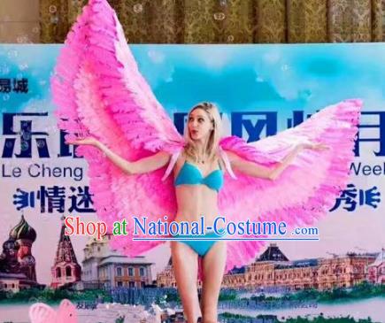 Top Grade Catwalks Swimsuit Wing Stage Performance Model Show Customized Rosy Feather Wings for Women