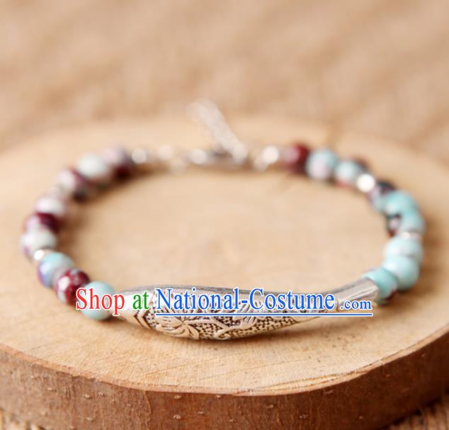 Top Grade Chinese Handmade Ceramics Beads Carving Fish Bracelet for Women