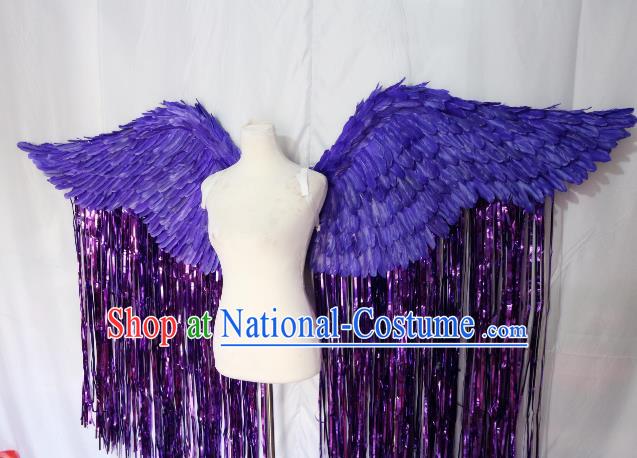 Top Grade Catwalks Swimsuit Wing Stage Performance Model Show Customized Purple Feather Wings for Women