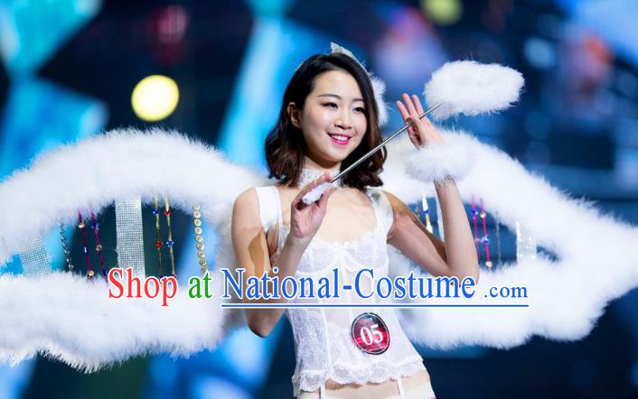 Top Grade Catwalks Swimsuit Wing Stage Performance Model Show Customized White Feather Wings for Women