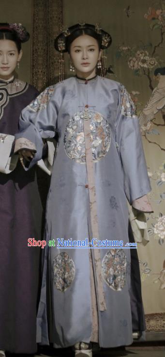 Ancient Story of Yanxi Palace Traditional Chinese Qing Dynasty Imperial Empress Embroidered Costumes and Headpiece for Women