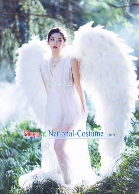 Top Grade Catwalks Miami Deluxe White Feather Wings Stage Performance Model Show Customized Wings for Women