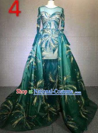 Top Grade Catwalks Customized Costume Stage Performance Model Show Green Dress for Women