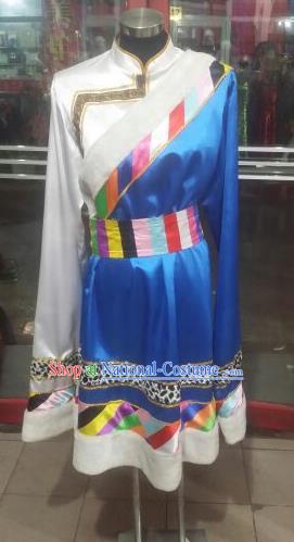 Chinese Traditional Tibetan Folk Dance Costume China Zang Nationality Clothing for Men