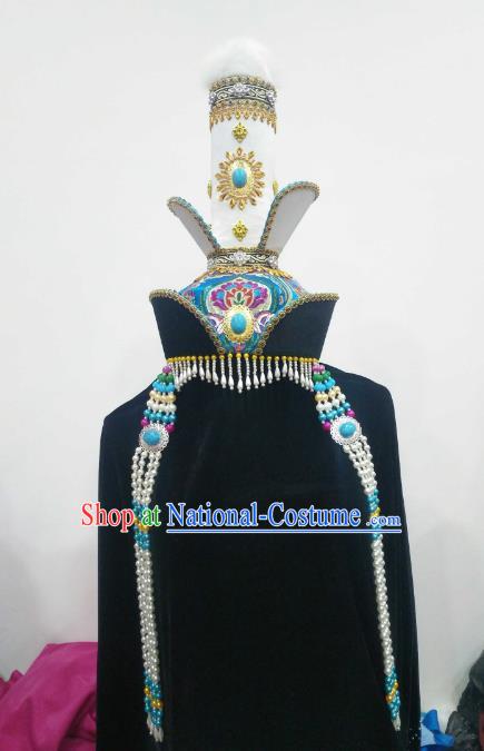 Chinese Traditional Mongolian Princess Hats Mongol Nationality Hair Accessories Folk Dance Headwear for Women