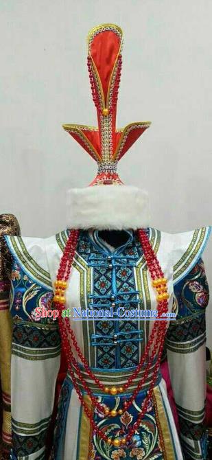 Chinese Traditional Mongolian Fur Hats Mongol Nationality Hair Accessories Folk Dance Headwear for Women