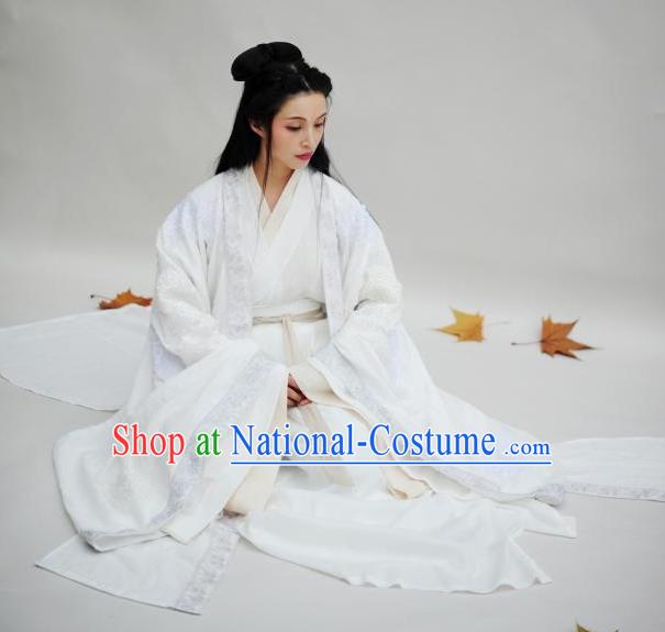 Traditional Chinese Ancient Imperial Concubine Embroidered Costume Jin Dynasty Palace Queen Hanfu Dress for Women