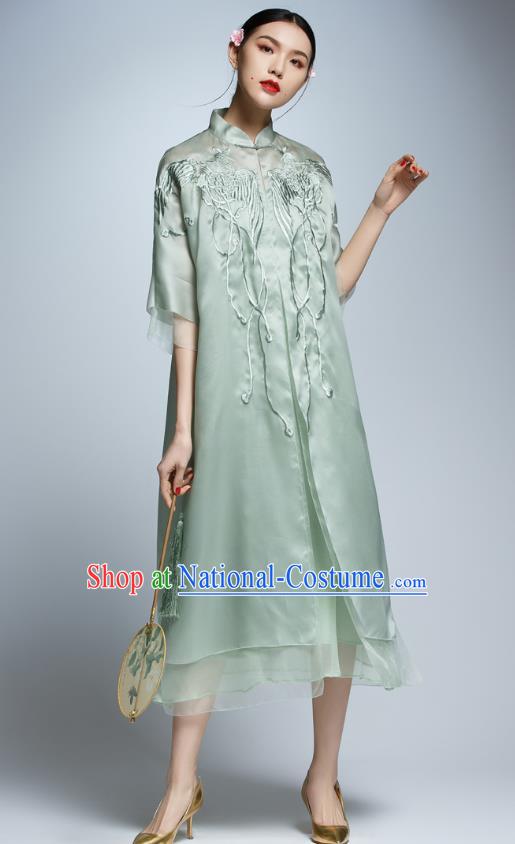 Chinese Traditional Embroidered Cheongsam China National Costume Tang Suit Qipao Dress for Women