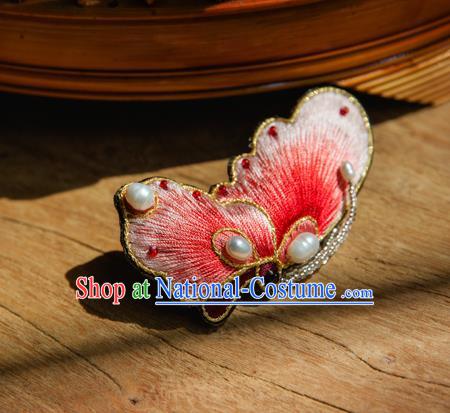 Chinese Traditional Cheongsam Accessories Embroidered Red Butterfly Brooch for Women