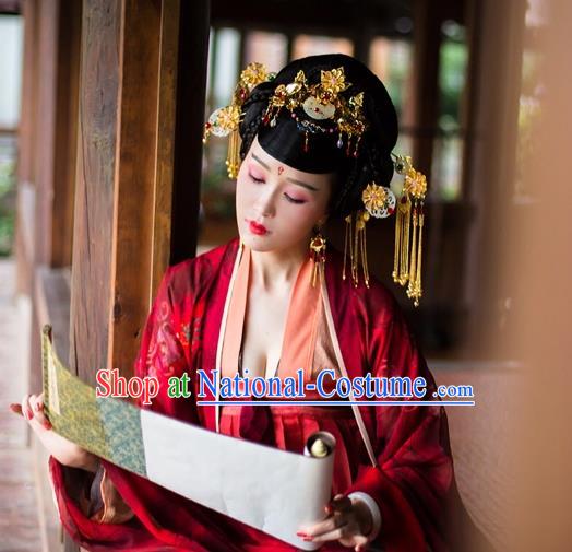 Chinese Ancient Palace Lady Hanfu Han Dynasty Imperial Concubine Queen Embroidered Historical Costumes