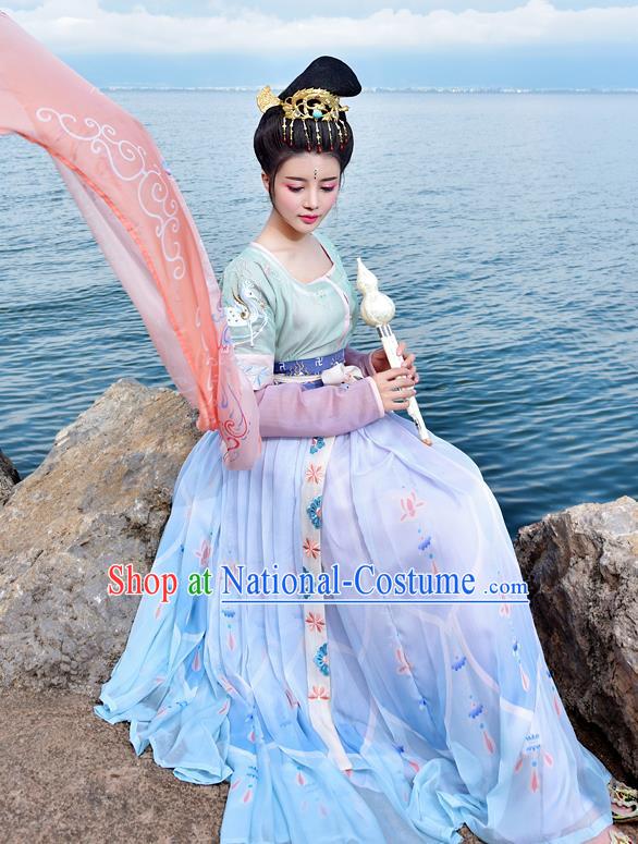 Chinese Tang Dynasty Princess Hanfu Dress Ancient Fairy Palace Lady Embroidered Costumes for Women