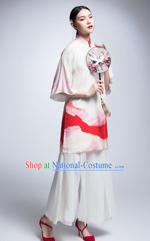 Chinese Traditional Tang Suit Printing Cheongsam China National Qipao Dress for Women