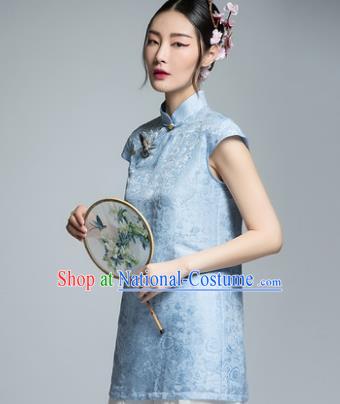 Traditional Ancient Chinese Young Women Cheongsam Dress Republic of China Tangsuit Stand Collar Blouse Dress Tang Suit Clothing