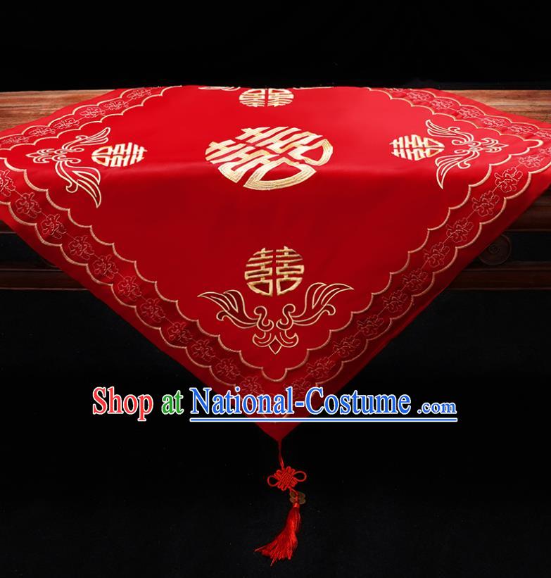 Chinese Traditional Wedding Head Cover Ancient Bride Embroidered Red Bridal Veil for Women