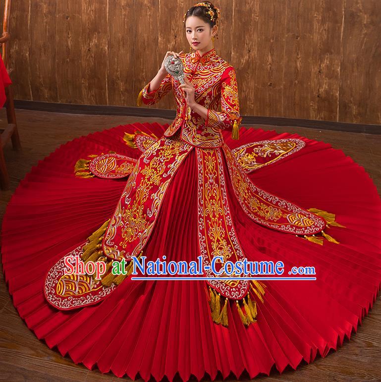 Traditional Chinese Wedding Costumes Traditional Xiuhe Suits Ancient Chinese bridal Full Dress