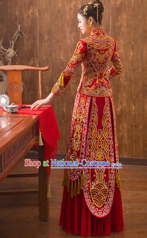 Traditional Chinese Wedding Costumes Traditional Xiuhe Suits Ancient Chinese bridal Full Dress