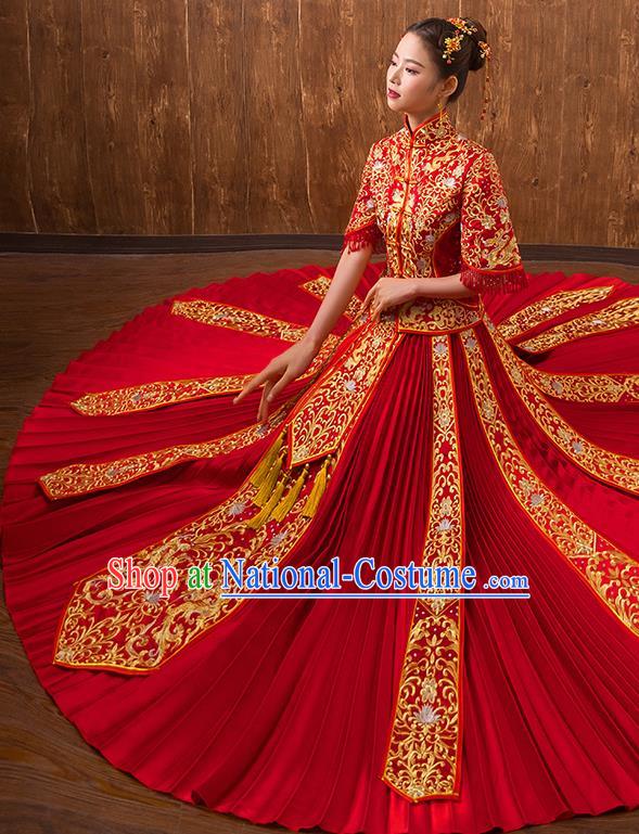 Traditional Chinese Wedding Costumes Traditional Xiuhe Suits Ancient Chinese bridal Full Dress