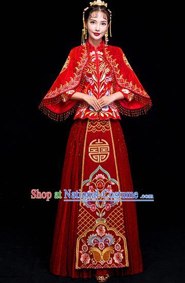 Chinese Traditional Wedding Costumes China Ancient Bride Xiuhe Suit Embroidered Clothing for Women