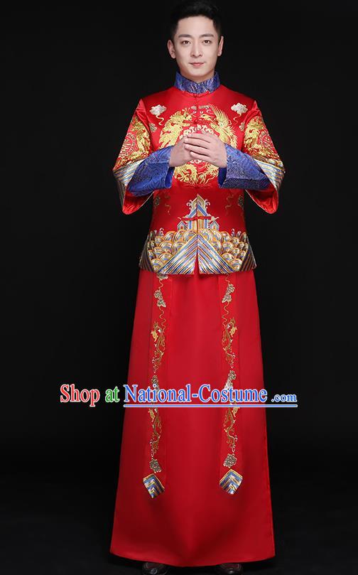 Chinese Traditional Bridegroom Embroidered Costume Ancient Tang Suit Clothing for Men