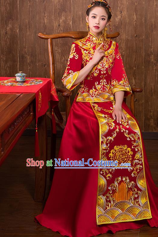 Traditional Chinese Wedding Costumes Traditional Xiuhe Suits Ancient Chinese bridal Full Dress