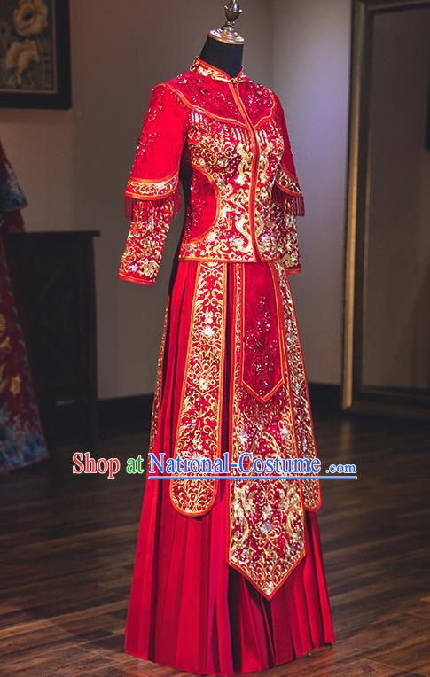 Traditional Chinese Wedding Costumes Traditional Xiuhe Suits Ancient Chinese bridal Full Dress