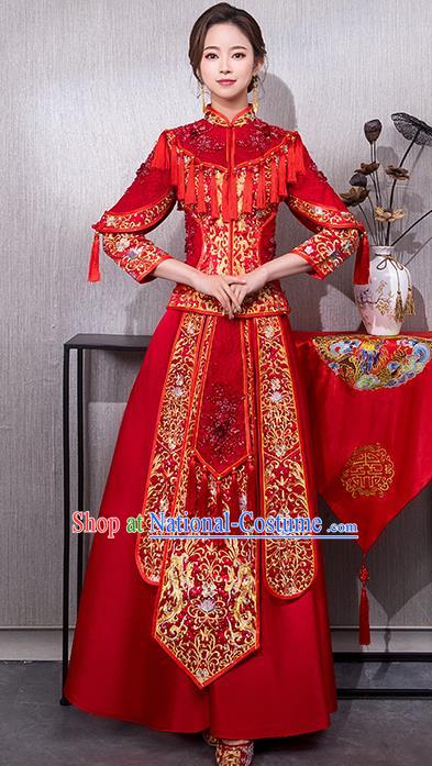 Traditional Chinese Wedding Costumes Traditional Xiuhe Suits Ancient Chinese bridal Full Dress