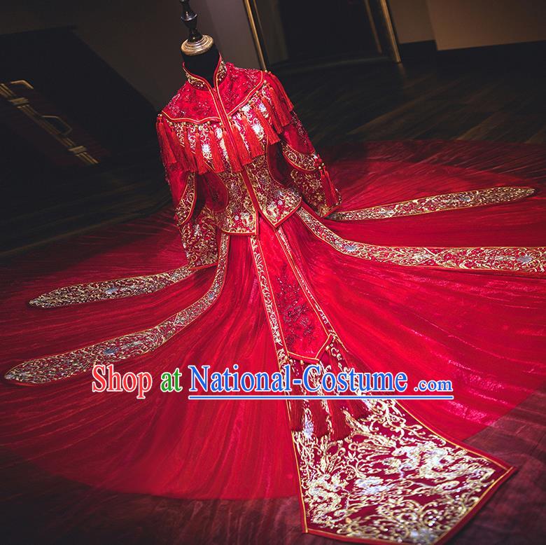 Traditional Chinese Wedding Costumes Traditional Xiuhe Suits Ancient Chinese bridal Full Dress