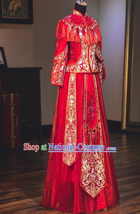 Traditional Chinese Wedding Costumes Traditional Xiuhe Suits Ancient Chinese bridal Full Dress