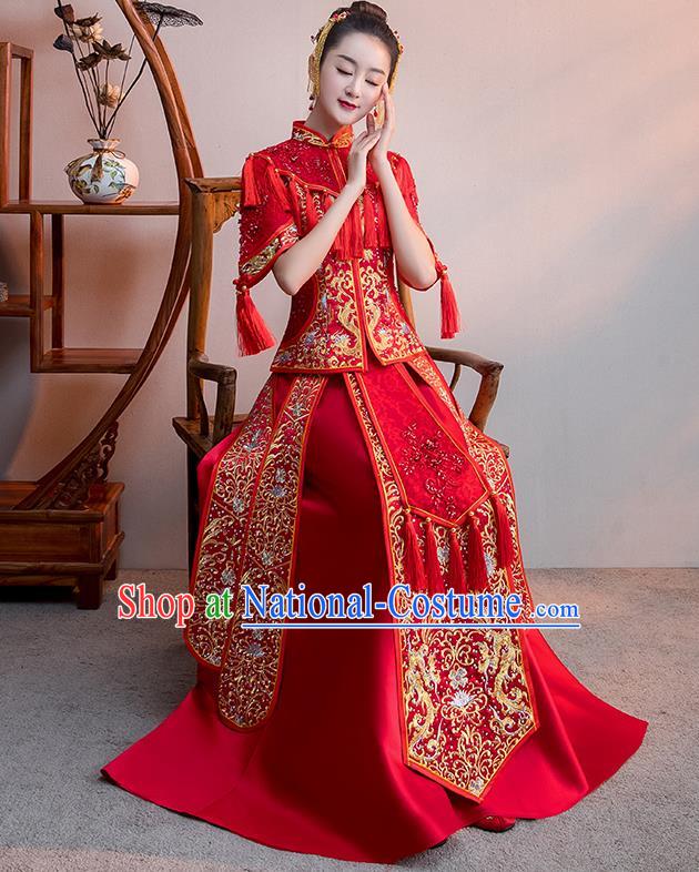 Traditional Chinese Wedding Costumes Traditional Xiuhe Suits Ancient Chinese bridal Full Dress