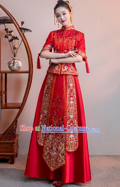 Traditional Chinese Wedding Costumes Traditional Xiuhe Suits Ancient Chinese bridal Full Dress