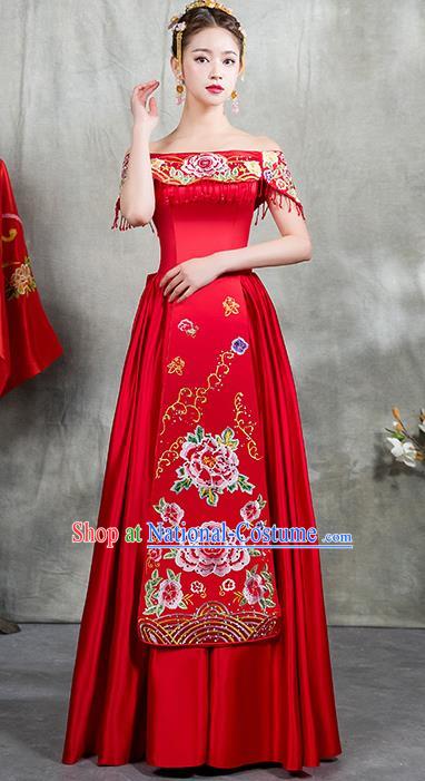 Traditional Chinese Wedding Costumes Traditional Xiuhe Suits Ancient Chinese bridal Full Dress