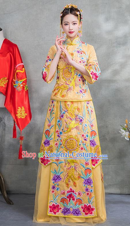 Traditional Chinese Wedding Costumes Traditional Xiuhe Suits Ancient Chinese bridal Full Dress