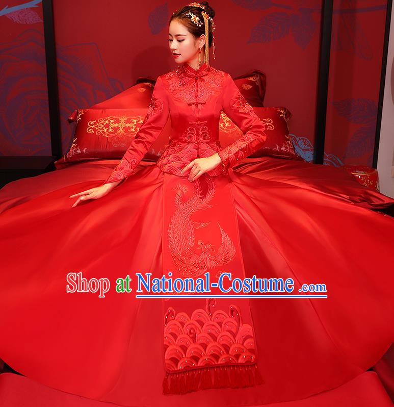 Traditional Chinese Wedding Costumes Traditional Xiuhe Suits Ancient Chinese bridal Full Dress