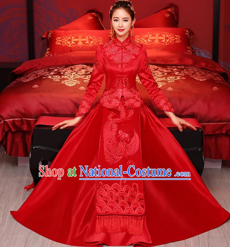 Traditional Chinese Wedding Costumes Traditional Xiuhe Suits Ancient Chinese bridal Full Dress