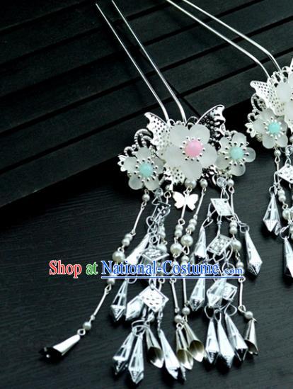 Chinese Traditional Ancient Hair Accessories Hanfu Flowers Hairpins Tassel Step Shake Headwear for Women