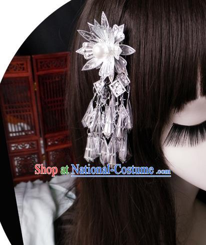 Chinese Traditional Ancient Hair Accessories Hanfu Lotus Hair Stick Tassel Step Shake Headwear for Women