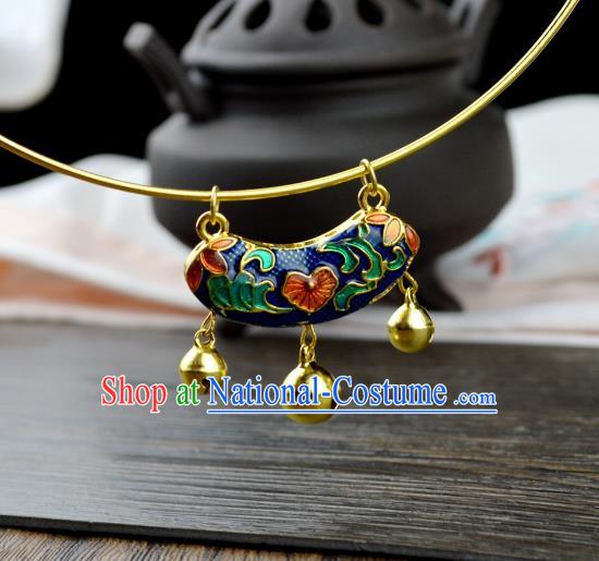 Chinese Traditional Ancient Longevity Lock Accessories Hanfu Blueing Necklace for Women