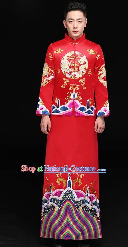 Chinese Traditional Bridegroom Xiuhe Suit Costume Ancient Tang Suit Embroidered Clothing for Men