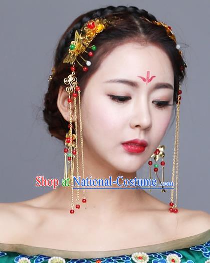 Chinese Traditional Wedding Hair Accessories Bride Tassel Hairpins Complete Set for Women