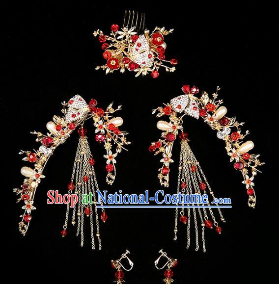 Chinese Traditional Wedding Hair Accessories Bride Hairpins Crystal Hair Comb Headwear for Women