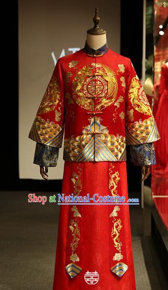 Chinese Traditional Wedding Xiuhe Suit Costume Ancient Bridegroom Tang Suit Embroidered Clothing for Men